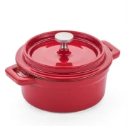 Garnek żeliwny emaliowany, HENDI, 0,2L, czerwony, 130x100x(H)48mm Wariant podstawowy