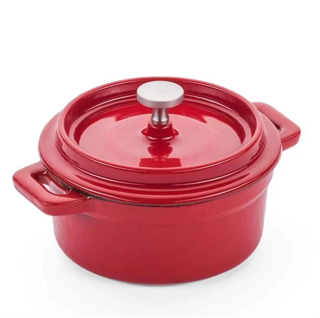 Garnek żeliwny emaliowany, HENDI, 0,2L, czerwony, 130x100x(H)48mm Wariant podstawowy