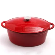 Garnek żeliwny emaliowany, HENDI, 7L, czerwony, 407x254x(H)135mm Wariant podstawowy