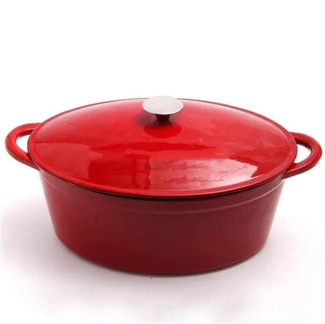Garnek żeliwny emaliowany, HENDI, 7L, czerwony, 407x254x(H)135mm Wariant podstawowy