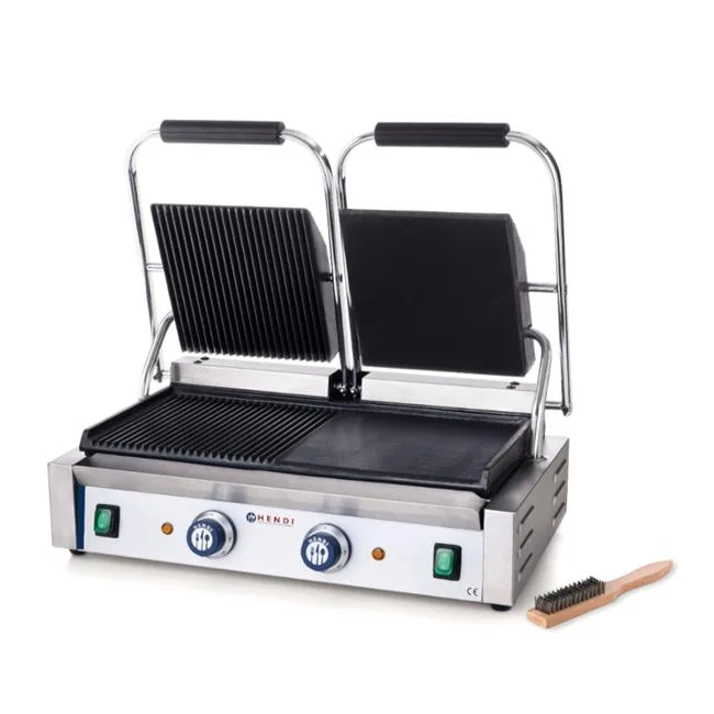 Grill kontaktowy podwójny - jedna str. ryflowana, druga str. gładka Wariant podstawowy