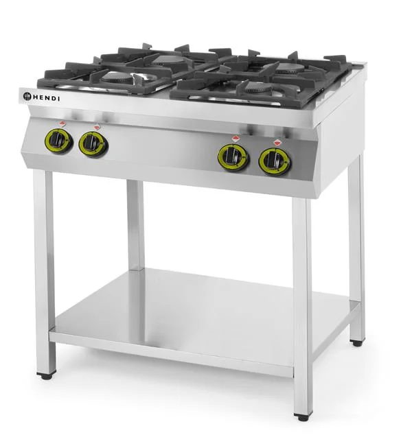 Kuchnia gazowa 4-palnikowa na podstawie otwartej, HENDI, Kitchen Line, 19kW, 800x700x(H)900mm Wariant podstawowy