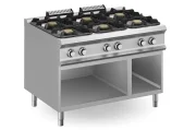 Kuchnia gazowa z nowymi palnikami FLEX BURNERS o mocy 7 kW i 11 kW, na podstawie z trzech stron zamkniętej - kod FB912AXXL Wariant podstawowy