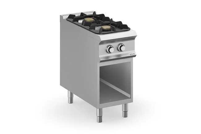 Kuchnia gazowa z nowymi palnikami FLEX BURNERS o mocy 7 kW i 11 kW, na podstawie z trzech stron zamkniętej - kod FB94AXL Wariant podstawowy