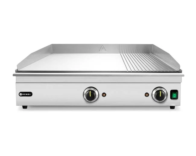 Płyta grillowa w ? żebrowana, HENDI, Kitchen Line, 2/3 gładka, 1/3 ryflowana, 220-240V/3500W, 697x474x(H)241mm Wariant podstawowy