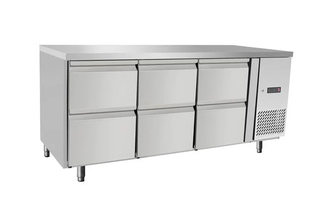 Stół chłodniczy z 6 szufladami, Arktic, 420L, 230V/400W, 1795x700x(H)879mm Wariant podstawowy