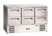 Stół chłodniczy z 6 szufladami, Arktic, GN 1/1, 368L, 220-240V/304W, 1365x700x(H)855mm Wariant podstawowy
