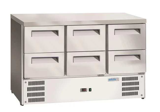 Stół chłodniczy z 6 szufladami, Arktic, GN 1/1, 368L, 220-240V/304W, 1365x700x(H)855mm Wariant podstawowy