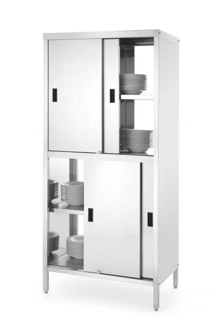 Szafa przelotowa z przegrodą i drzwiami suwanymi – skręcana, HENDI, Kitchen Line, 800x500x(H)1800mm Wariant podstawowy