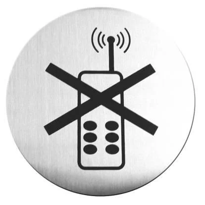 Tabliczka informacyjna samoprzylepna - zakaz używania telefonów komórkowych Wariant podstawowy