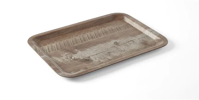 Taca do serwowania z laminatem z melaminy, antypoślizgowa, z wzorem drewna, AmerBox, ciemne drewno, 240x340mm Wariant podstawowy