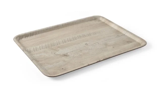 Taca do serwowania z laminatem z melaminy, antypoślizgowa, z wzorem drewna, AmerBox, jasne drewno, 370x530mm Wariant podstawowy