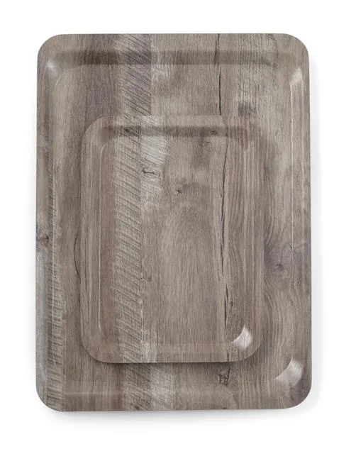 Taca do serwowania z laminatem z melaminy, antypoślizgowa, z wzorem drewna, AmerBox, ciemne drewno, 370x530mm Wariant podstawowy