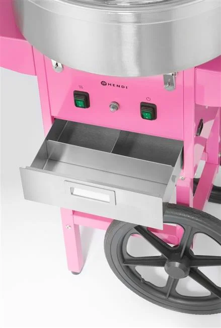 Urządzenie do waty cukrowej z wózkiem, HENDI, Pastelowy różowy, 220-240V/1130W, 948x520x(H)914mm Wariant podstawowy