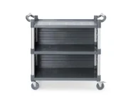 Wózek kelnerski 3-półkowy z polipropylenu, duży, AmerBox, Zawiera boczne panele, 1010x500x(H)960mm Wariant podstawowy