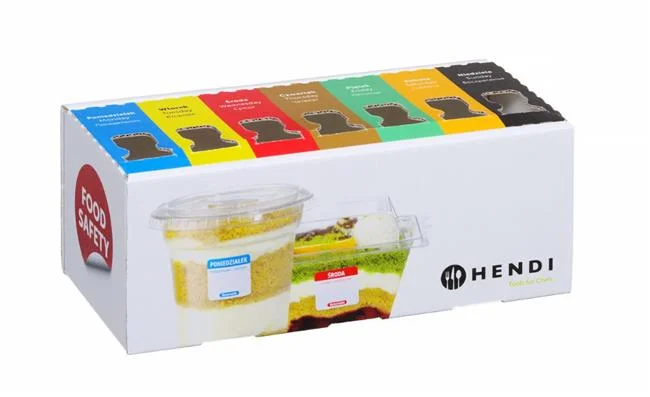 Zestaw etykiet wielorazowych Food Safety na każdy dzień tygodnia z podajnikiem, HENDI, 240x80x(H)100mm Wariant podstawowy